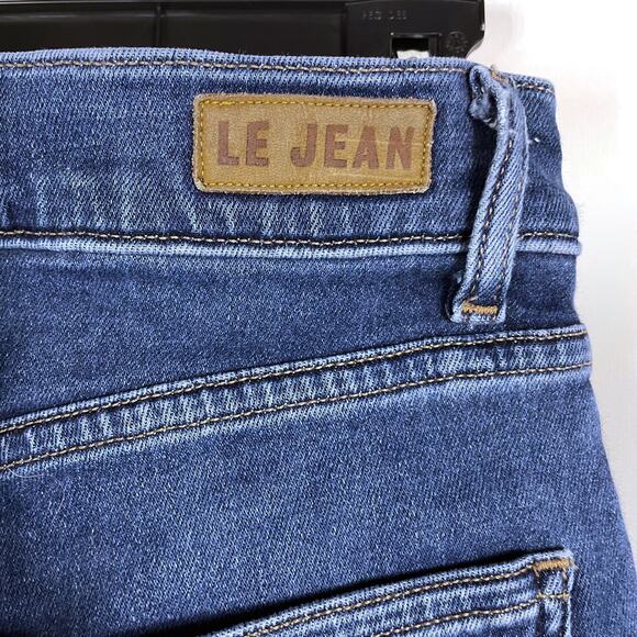 Le Jean Stella Flare Jeans Blue Denim High Rise Side Slit Crop Sz 26 - Picture 10 of 12